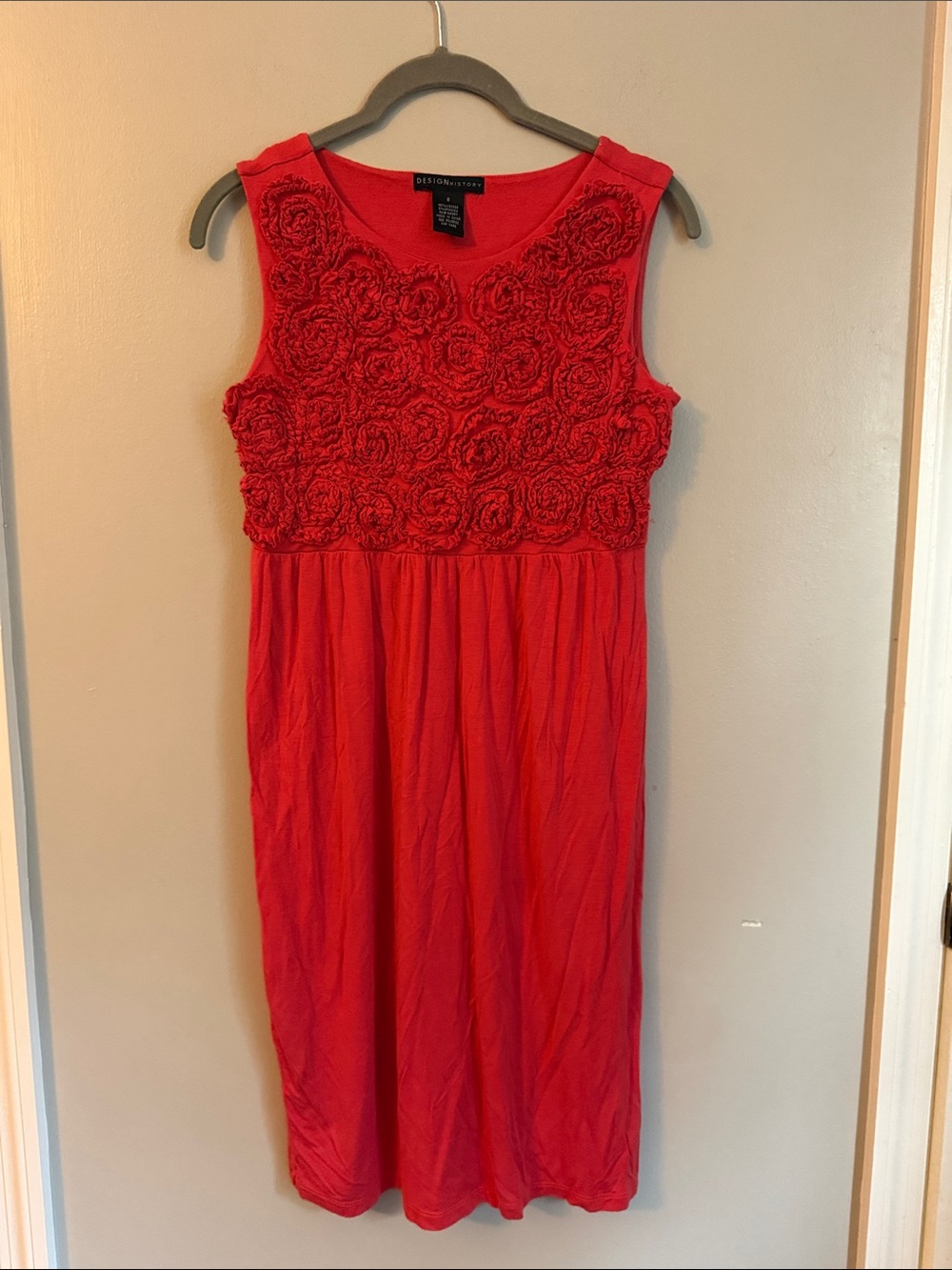 Design History Light Red Rosette Bodice Woman’s Dress